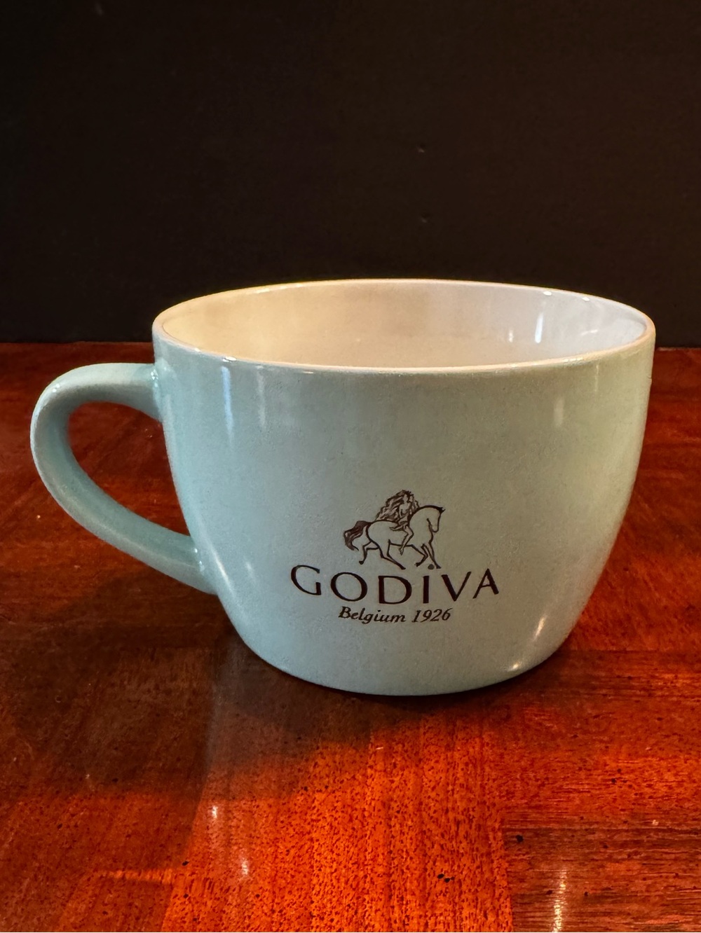 Godiva Large Latte Soup Cappucino Oversize Mug Seafoam Green Tiffany Green color